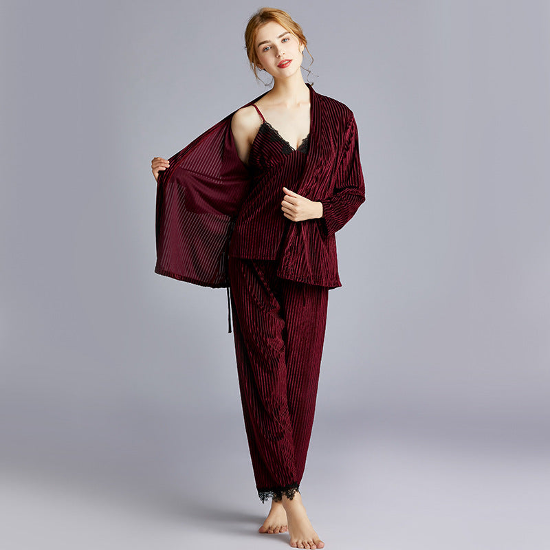 Velvet pajamas women autumn and winter long sleeves