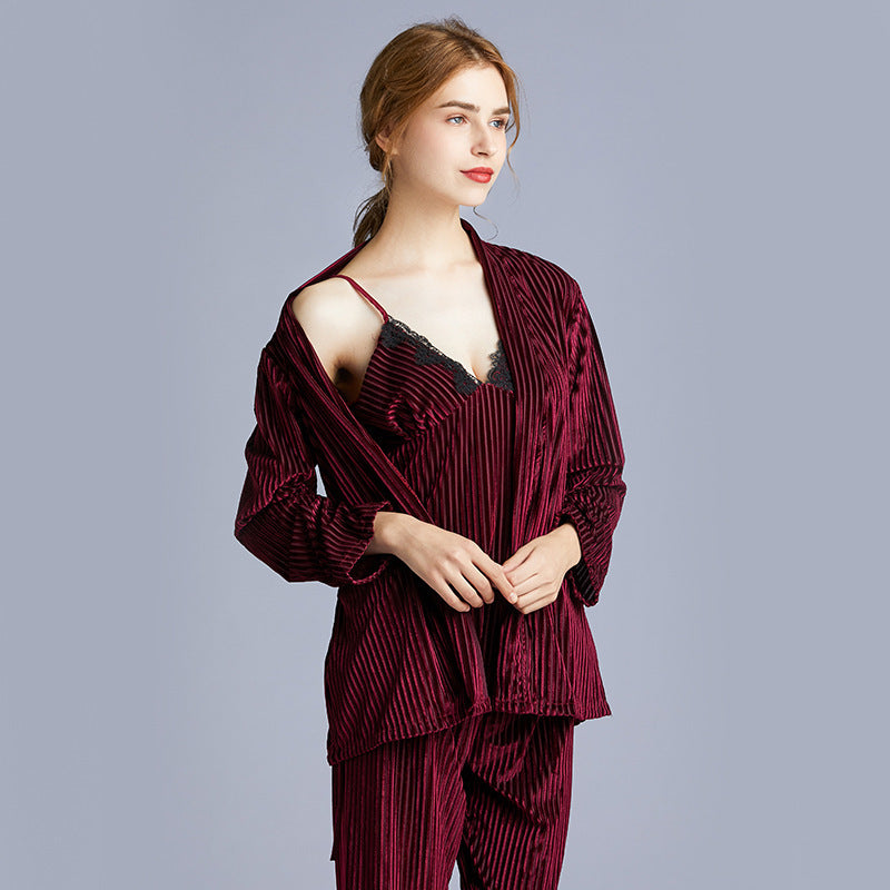 Velvet pajamas women autumn and winter long sleeves