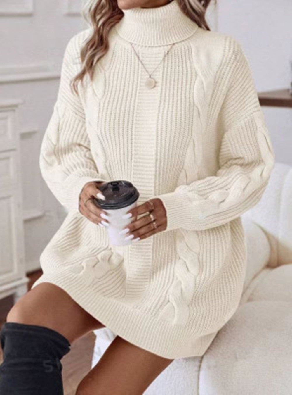 Women's Turtleneck Long Sleeve Narrow Sweater