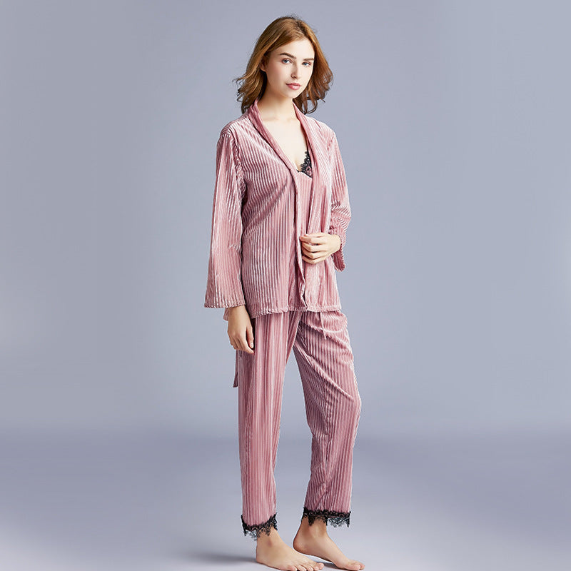 Velvet pajamas women autumn and winter long sleeves